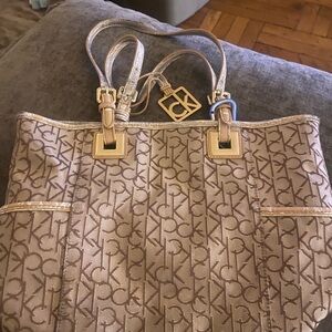 Calvin Klein Tan Monogram Shoulder bag